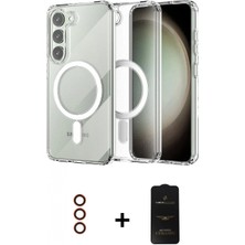 Marsilyan™- Galaxy S23 Plus Kılıf Ahenk Yansıma Prime - Siyah 6d Antistatik Mat Seramik Hayalet Nano Ekran Koruyucu + Kırmızı Metal Kamera Lens