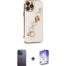 Marsilyan™- iPhone 13 Pro Max Kılıf Nova Işık Prime - Siyah Bilvis 5in1 3D Magic Cam Ekran Koruyucu + Mavi Neon Fosforlu Kamera Lens