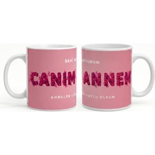 Gül Desenli Canım Annem Yazılı Kupa Bardak Anneler Günü Kutlu Olsun Temalı Anneye Özel Hediye Seçeneği