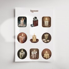 Henno Vintage Çakmak ve Mum Temalı Sticker Seti (1 Adet A6) | Ajanda, Defter, Planlayıcı Çıkartma