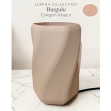 Korixa Korıxa Lumina Burgulu Çokgen Abajur – Modern Dekoratif Masa Lambası & Gece Lambası Gül Kurusu