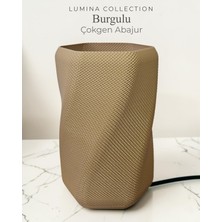 Korixa Korıxa Lumina Burgulu Çokgen Abajur – Modern Dekoratif Masa Lambası & Gece Lambası Moka Kahvesi