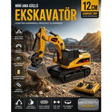 Aksoy Toys Uzaktan Kumandalı Mini Rc Ekskavatör 12CM – Metal Gövde, 360° Dönen, Paletli Rc Iş Makinesi