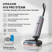 Dreame Yeni Premium Pro Islak ve Kuru Süpürge 28000PA Emiş Gücü, %100 Leke Giderme ve %99,9999 Sterilizasyon Için 200°C Buharlı Temizlik*