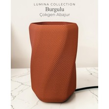 Korixa Korıxa Lumina Burgulu Çokgen Abajur – Modern Dekoratif Masa Lambası & Gece Lambası Kiremit