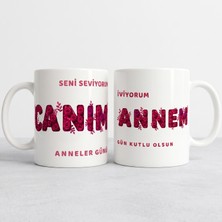 Gül Desenli Canım Annem Yazılı Kupa Bardak Anneler Günü Kutlu Olsun Temalı Anneye Özel Hediye Seçeneği