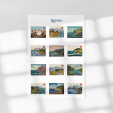 Henno Vintage Doğa Manzarası Temalı Sticker Seti (1 Adet A6) | Ajanda, Defter, Planlayıcı Çıkartma
