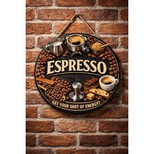 Mayeka Espresso Retro Temalı Cafeler Kahveciler Baristalar Için Ahşap Duvar Kapı Dekoratif Süs Tablo