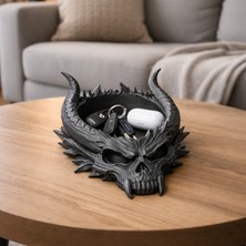 Modela Hellfire Kuru Kafa Anahtarlık & Dekoratif Kase | Gotik Masaüstü Organizer (Pla+ 3D Baskı)