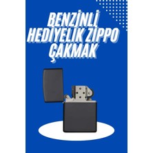 TKÇ Doldurulabilir Siyah Benzinli Çakmak Metalik