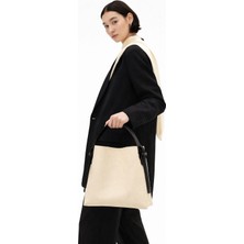 Senel Collection Hasır Siyah Toka Detaylı Büyük Boy Çanta