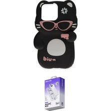 Elektronikçim Ieg™ iPhone 15 Pro Kılıf Akış Yansıma - Siyah Bilvis 5in1 3D Magic Cam Ekran Koruyucu ELK-348