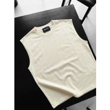 Elku Moda Erkek Oversize Sıfır Kol T-Shirt Geniş Omuz Kesim Salaş Basic Atlet Pamuklu Rahat Kalıp Tişört