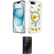 Elektronikçim Ieg™ iPhone 7 Plus Kılıf Kozmos Doku - Beyaz 3D Antistatik Hayalet Cam Ekran Koruyucu ELK-34863