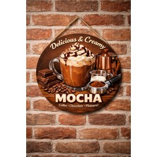 Mayeka Mocha Temalı Cafeler Kahveciler Baristalar Için Ahşap Duvar Kapı Dekoratif Süs Tablo