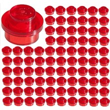 LEGO Yedek Parçalar: Plate Round: 100 Adet 1x1 Plate Round Parts Şeffaf Kırmızı - Trans Red 4073