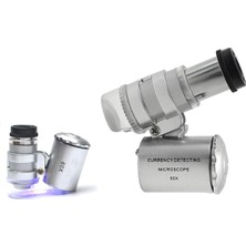 Özgürce Portatif 60X Mini Mikroskop Uv LED ile Cam Büyüteç ve Taşıma Kılıfı