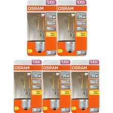 Avarson (5 Adet) Ledvance 7,5W Sarı Işık (2700K) E27 Duylu (Kalın Duy) Filament LED Ampul