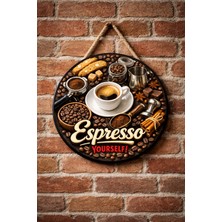 Mayeka Espresso Retro Temalı Cafeler Kahveciler Baristalar Için Ahşap Duvar Kapı Dekoratif Süs Tablo
