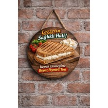 Mayeka Kepek Ekmeğinde Beyaz Peynirli Tost Temalı Büfeler Cafeler Tostçular Için Ahşap Duvar Kapı Dekoratif
