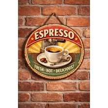 Mayeka Espresso Retro Temalı Cafeler Kahveciler Baristalar Için Ahşap Duvar Kapı Dekoratif Süs Tablo