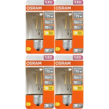 Avarson (4 Adet) Ledvance 7,5W Sarı Işık (2700K) E27 Duylu (Kalın Duy) Filament LED Ampul