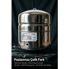 Watalina Pae S-1800 Tank Silver 4,8 Galon (18 Litre) Paslanmaz Çelik Ters Ozmoz Su Depolama Tankı