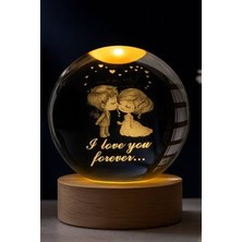baytoptan Mutlu Gelin ve Damat Renk Değiştiren Işıklı Cam Küre 6cm