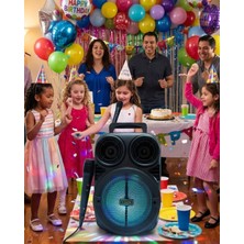 Kablosuz Karaoke Hoparlör Mikrofonlu Rgb Işıklı Bluetooth Speaker USB Tf Kart Destekli Midastech