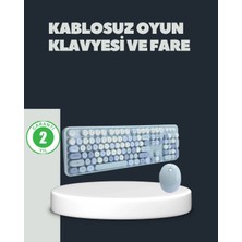 TKÇ Retro Daktilo Stilli Kablosuz Klavye Mouse Seti – Sessiz ve Şık