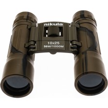 Özgürce 10X25 El Dürbünü, Kauçuk Kaplama, 1000M/56M, Askeri Renk