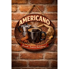 Mayeka Americano Temalı Cafeler Kahveciler Baristalar Için Ahşap Duvar Kapı Dekoratif Süs Tablo