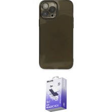 Elektronikçim Ieg™ iPhone 13 Pro Max Kılıf Ahenk Doku - Siyah Bilvis 5in1 5d Magic Hayalet Cam Ekran Koruyucu