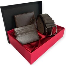 Tisaati Premium Serisi Lüks Deri Özel Tasarım Yatay Patlı Premium Serisi Cüzdan Kartlık ve Kemer Seti