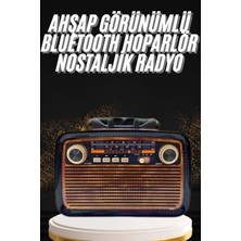 TKÇ Nostaljik Görünümlü Ahşap Radyo Tf Sd USB Girişli LED Fener Işıklı