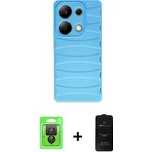 Marsilyan™- Redmi Note 13 Pro 4g Kılıf Doruk Form Serisi - Siyah 6d Antistatik Mat Seramik Hayalet Nano Ekran Koruyucu + Siyah Raze Metal Kamera Lens