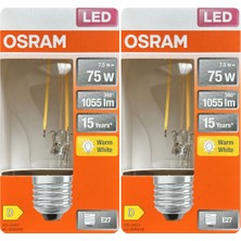Avarson (2 Adet) Ledvance 7,5W Sarı Işık (2700K) E27 Duylu (Kalın Duy) Filament LED Ampul