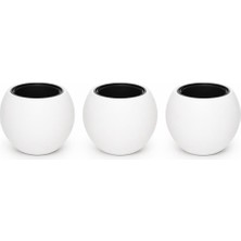 Omnipazar So-Kurs3 Küre Dekoratif Yuvarlak Iç Kovalı Saksı 62 Lt Beyaz 3 Adet