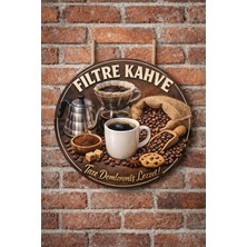 Mayeka Filtre Kahve Temalı Cafeler Kahveciler Baristalar Için Ahşap Duvar Kapı Dekoratif Süs Tablo