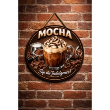Mayeka Mocha Temalı Cafeler Kahveciler Baristalar Için Ahşap Duvar Kapı Dekoratif Süs Tablo