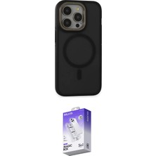 Elektronikçim Ieg™ iPhone 15 Pro Max Kılıf Ahenk Form Serisi - Siyah Bilvis 5in1 3D Magic Cam Ekran Koruyucu E