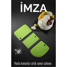 Bucuks Mey Ithalat® 3’lü Dekoratif Şekillendirme Aparatı Hamur Pasta Kesici Kazıma  (Düz, Dişli, Kavisli) 717830
