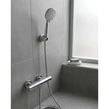 TKÇ Krem Duş Başlığı Seti 4 Kademeli El Duşu Spiral Hortumlu Banyo Seti