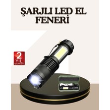 TKÇ Küçük Boy Şarjlı LED El Feneri Taşınabilir Klipsli