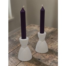 Artnest Modern Beyaz Şamdan Mumluk 2’li Set, Dekoratif Salon Aksesuarı, Masa Dekoru, Hediyelik