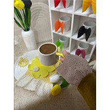 Nurgita Home Fistolu Fırfırlı Pitikareli Kahve Yanı Sunumluk Peçetesi & Kokteyl Peçetesi & Bardak Altlığı 1 Adet