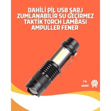 TKÇ Şarjlı LED El Feneri - 14500 Pil Dahil, 4 Işık Modu, Mini Boy