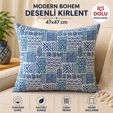 Modern Bohem Desenli Içi Dolu Kırlent 45X45 Mavi (1 Adet)