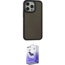 Elektronikçim Ieg™ iPhone 15 Pro Kılıf Eksen Işık - Siyah Bilvis 5in1 5d Magic Hayalet Cam Ekran Koruyucu El