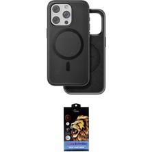 Elektronikçim Ieg™ iPhone 15 Pro Max Kılıf Pusula Işık Koleksiyonu - Siyah Buffer Hayalet Cam Ekran Koruyucu